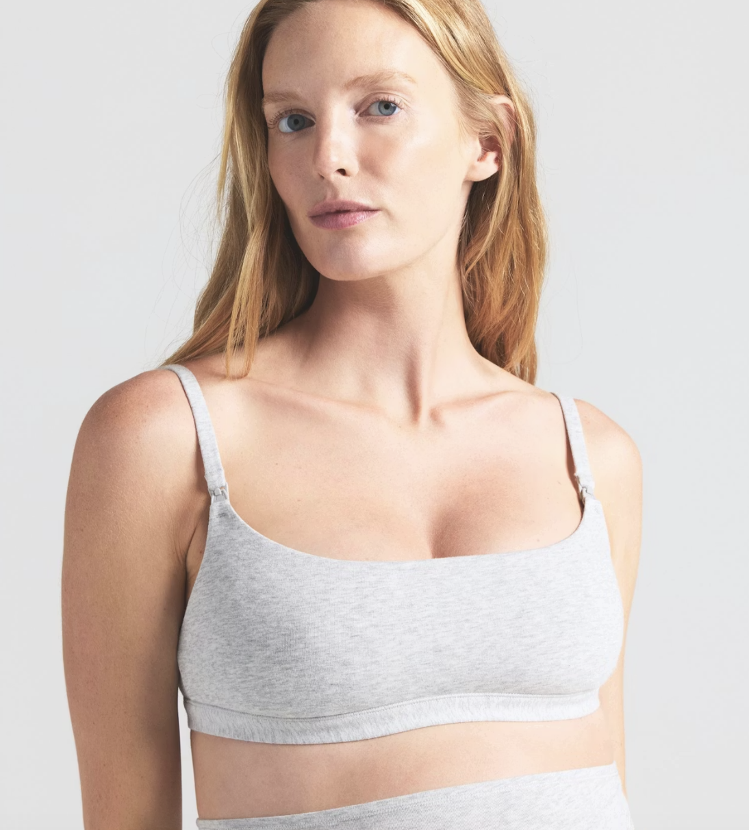 COTTON JERSEY MATERNITY NURSING SCOOP BRALETTE | LIGHT HEATHER GREY | SKIMS