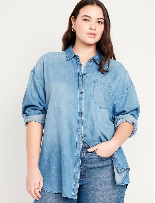 Oversized Button-Down Boyfriend Shirt