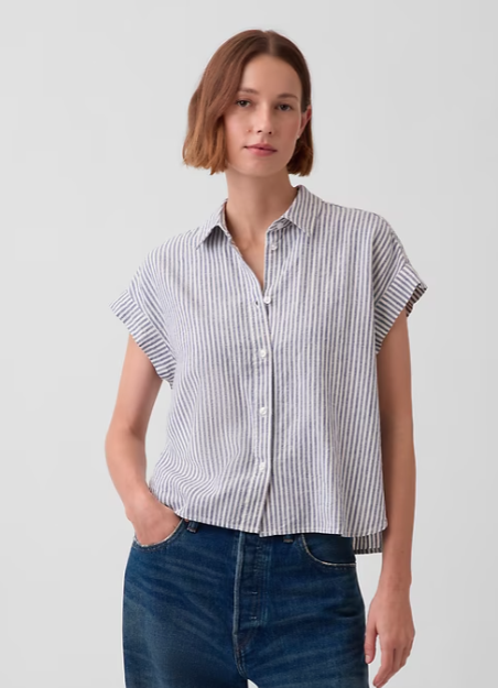 Linen-Blend Oversized Shirt