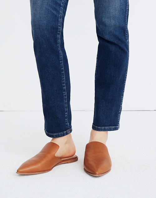 Currently obsessing over these Moroccan-inspired slide-on mules with a sleek pointed toe. Made of buttery soft leather, these are the kind of shoes we're wearing with everything from jeans to dresses. Cushiness alert: Our MWL Cloudlift Lite padding feels like walking on a...well, you know.