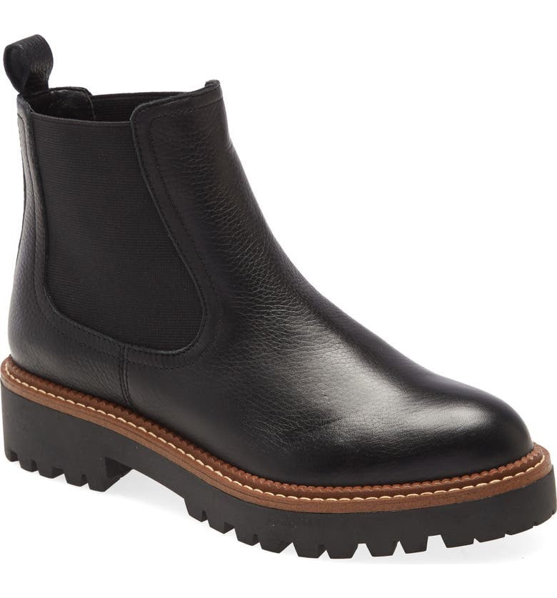 A lug sole amplifies the utilitarian appeal of this upgraded, water-resistant version of a classic Chelsea boot.