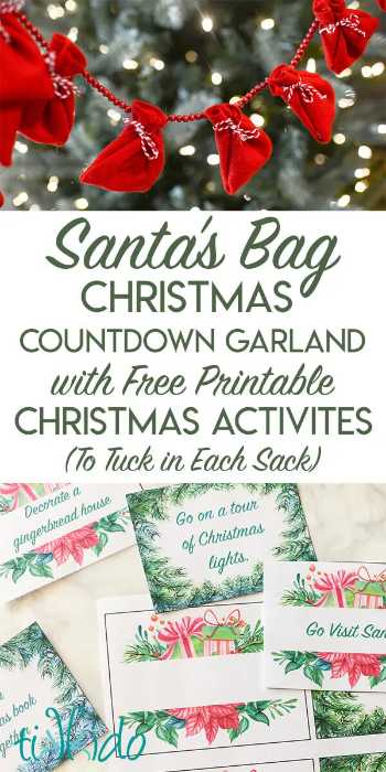 Santa's Sack Christmas Countdown Garland with Free Printable Christmas Activities from Tikkido