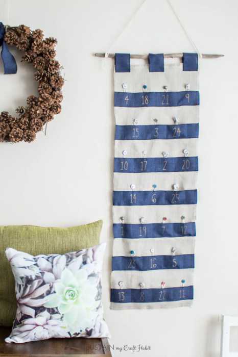 Easy DIY Advent Calendar with Ribbon and Burlap from Sustain My Craft