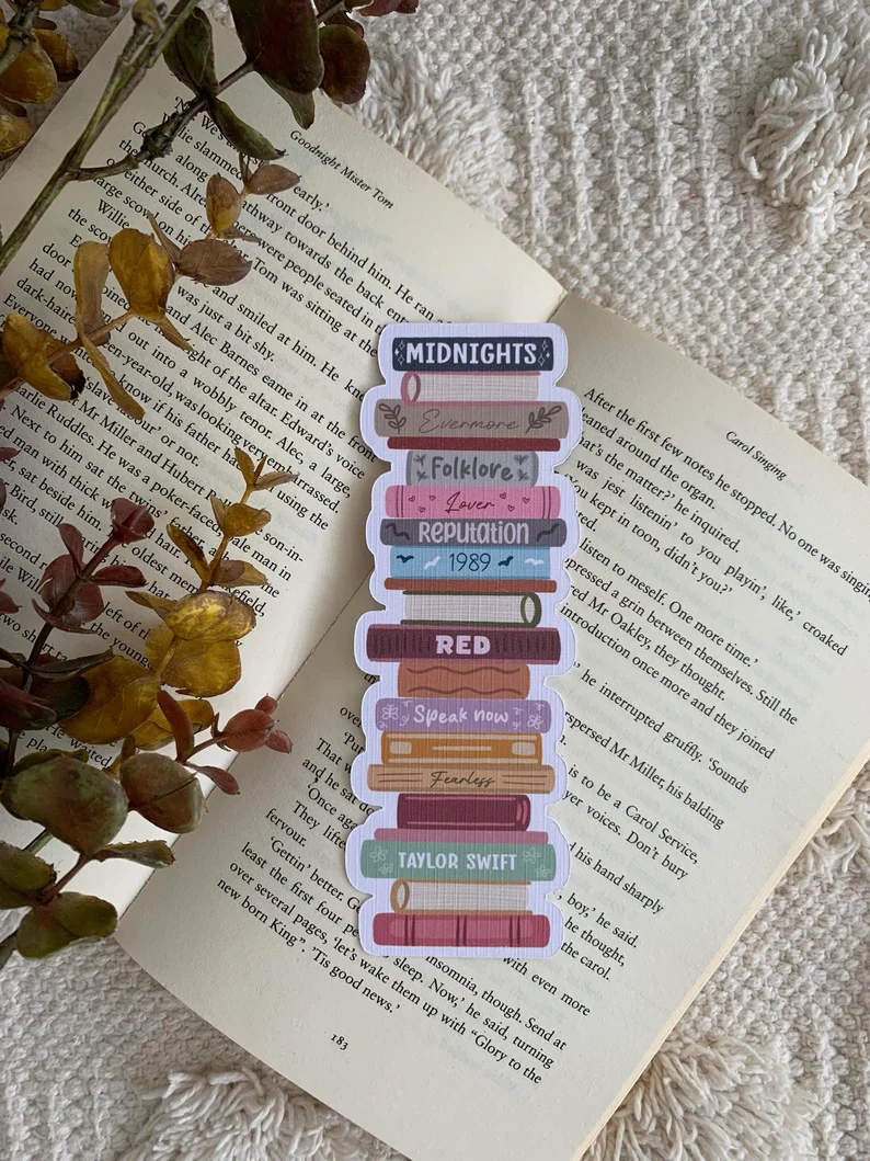 Taylor Swift Album Bookstack Linen Bookmark