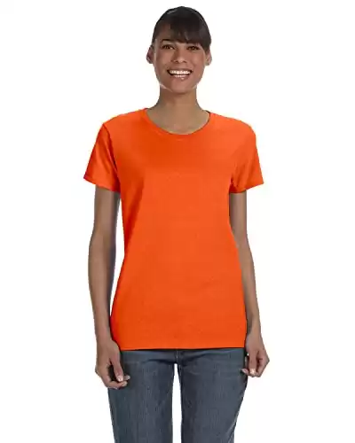 Gildan Women's Heavy Taped Neck Comfort Jersey T-Shirt, Orange, X-Large