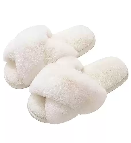 Fuzzy Open Toe Slippers