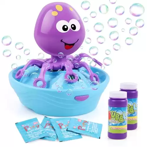 Duckura Bubble Machine for Toddlers 1-3, Toddler Girls Toys, Octopus Bubbles Blower Maker for Kids Outside Outdoor Game Play, Valentines Day Gifts Birthday Gifts Toy for Boy Girl 3+ Years (Purple)