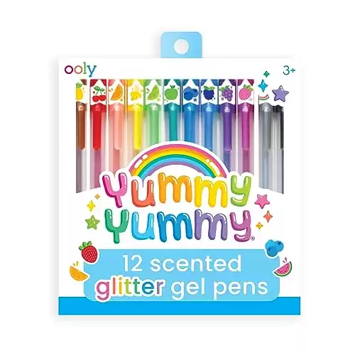 Ooly Scented Yummy Yummy Glitter Gel Pens Set of 12 Pens (New Gen) - Scented Glitter Pens for Kids, Adults, Art Supplies and Stationary Supplies [Yummy Yummy Scented Glitter Pens - New Gen 12 Pack]