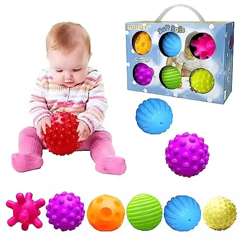ROHSCE Sensory Balls for Baby Sensory Baby Toys 6 to 12 Months for Toddlers 1-3, Bright Color Textured Multi Soft Ball Gift Sets, Montessori Toys for Babies 6-12 Months Infant Toys (6 Pack)