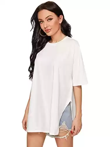 Floerns Women's Casual Basic Short Sleeve Loose T-Shirt Tee Tops A White L