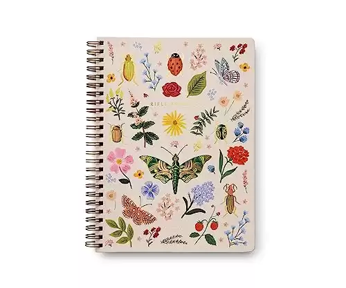 RIFLE PAPER CO. Curio Spiral-Bound Notebook, 150 Pages, Inner Storage Pocket Folders, Full Color Cover Features Metallic Gold Foil Accents. 8.25" L x 6.25" W