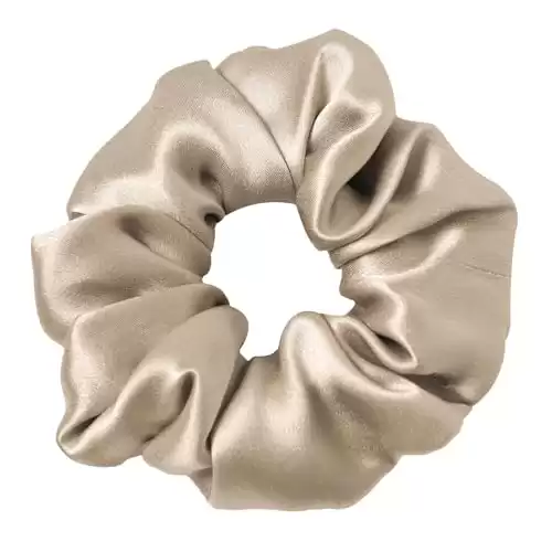 LILYSILK Silk Hair Scrunchies / Ties for Frizz & Breakage Prevention, 100% Mulberry, No Damage, Elastic ponytail Holders, 1Pc, Coffee