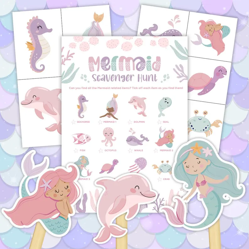 Mermaid Scavenger Hunt - Printable Treasure Hunt for Kids