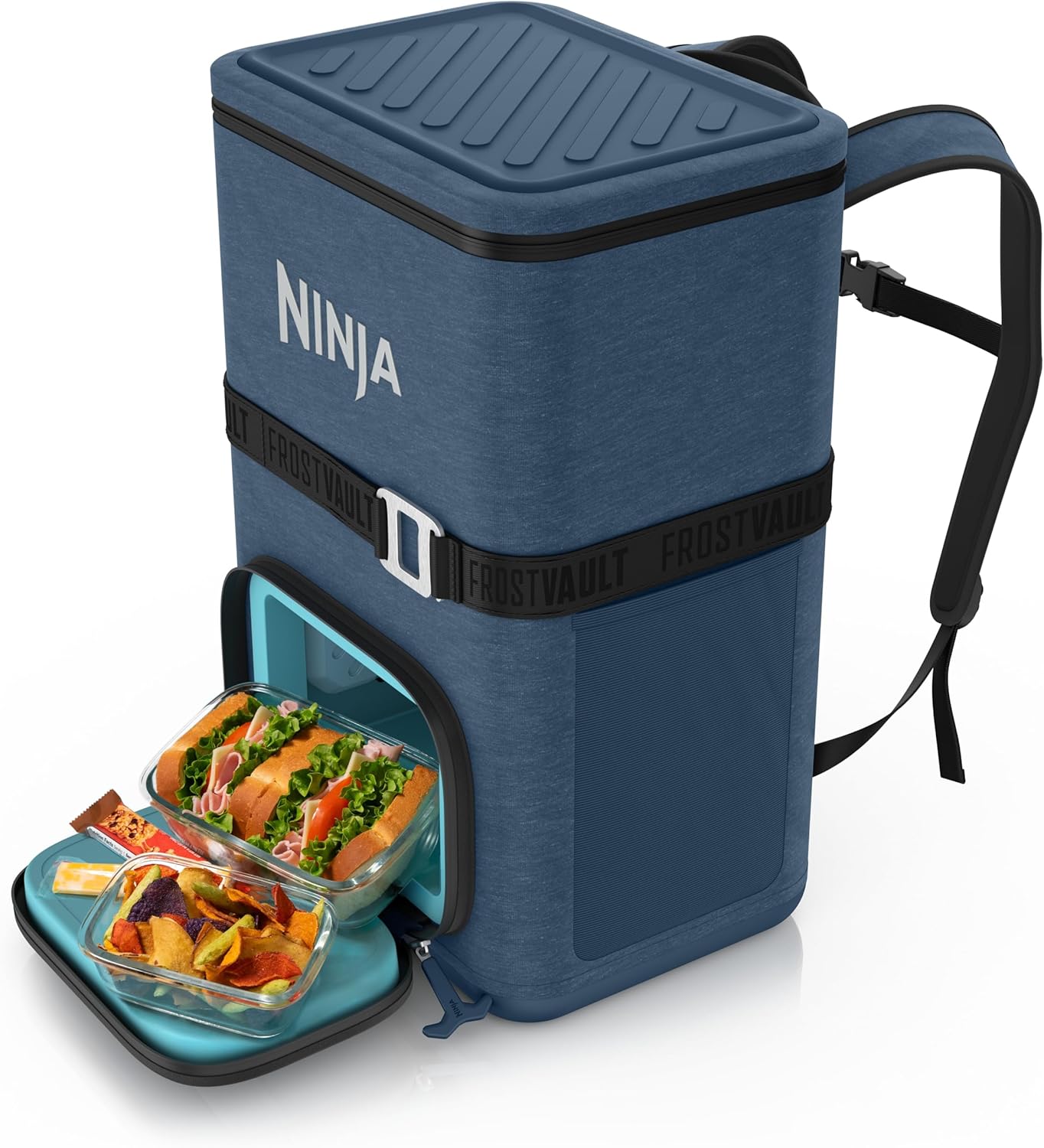 Ninja FrostVault Go 36-Can Backpack Soft Cooler with Cold Dry Zone (Lakeshore Blue) Coolers - Ninja
